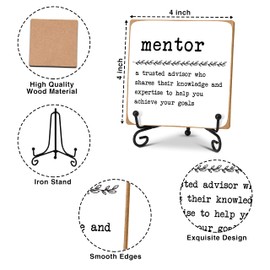 Mentor Definition Home Office Desk Decor Wood Plaque with Stand, Thank You Appreciation Gift for Mentor Boss Women Best Mom Teacher Motivational Desk Decor -A15