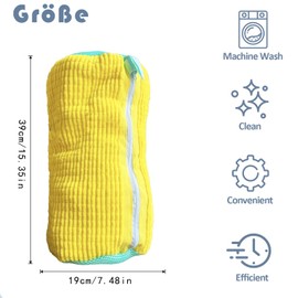 Pack of 2 Laundry Net Shoes, Shoe Wash Bag with 360° Cleaning Fluff, Reusable Shoe Washing Bag, Washing Machine, Laundry Bag, Multi Protection for Shoes, Trainers (Yellow)