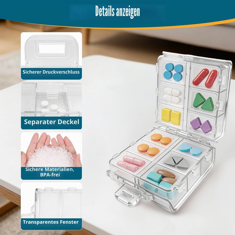 Pack of 2 pill box, 7 days, pill box, 12