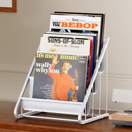 PAPAGIFTREE Vinyl Record Storage,3-Tier Record Holder and Stand Display, Vinyl Holder and Shelf for 30 LPs, Album Storage and Organizer, Display Frame for Album, for Art Storage Organizer