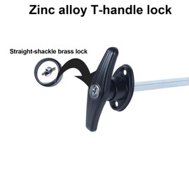 JIQI Black Truck roof Lock T-Handle Replacement Lock of External Long Screw Rod, with 2 Keys and Screws(Left)
