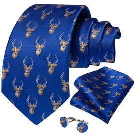 DiBanGu - Juego de corbatas de Navidad para hombre, diseño de corbatas de seda y bolsillo con caja de regalo, corbata de Navidad, Bastón de caramelo azul, Talla única