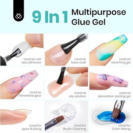 beetles Gel Polish Capa superior y base que no se limpia con pegamento de gel de unas 5 en 1, 3 piezas de 0.5 onzas líquidas, kit de uñas de gel con j