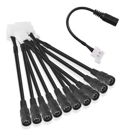 PNGKNYOCN LED Light Strip Solderless Clip Cable DC 5.5mm x 2.1mm Female Plug to 2-Pin 10mm Wide solderless Light Strip Clip for 3528 5050 LED Light Strips(10-Pack)