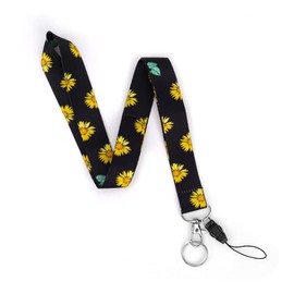 dosuyio Sunflower lanyard Cute neck strap for Keys, Lanyards with Keyring for ID Badge, Keychain with Metal Buckle for Men Women Card Holder, Car Key, Wallet