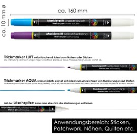 OfficeTree 2 x Trick Markers Self-Erasing and Water Soluble - Magic Pen Sewing - Fabric Marker Pen Self-Erasing for Marking Fabrics - For Crafts