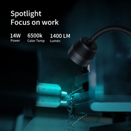 Led Machine Light, Flexible IP66 Waterproof 1400 Lumens 110V-220V with Clamp Base for Lathe Machine, Workbench, Industrial Lighting