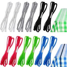 12 Pieces Table Bungees 6 Colors Bungee Grips Elastic Table Cloth Bands Shock Absorbent Tablecloth Clips Picnic Table Clothes for Camping Bungee Cord Clamps for Picnic Camping Wedding Party
