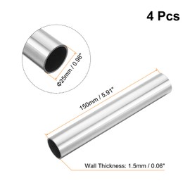 QUARKZMAN 4pcs 304 Stainless Steel Pipe AD 25 mm x 1.5 mm Wall Thickness 150 mm Length Capillary Metal Pipe for Industrial Machines