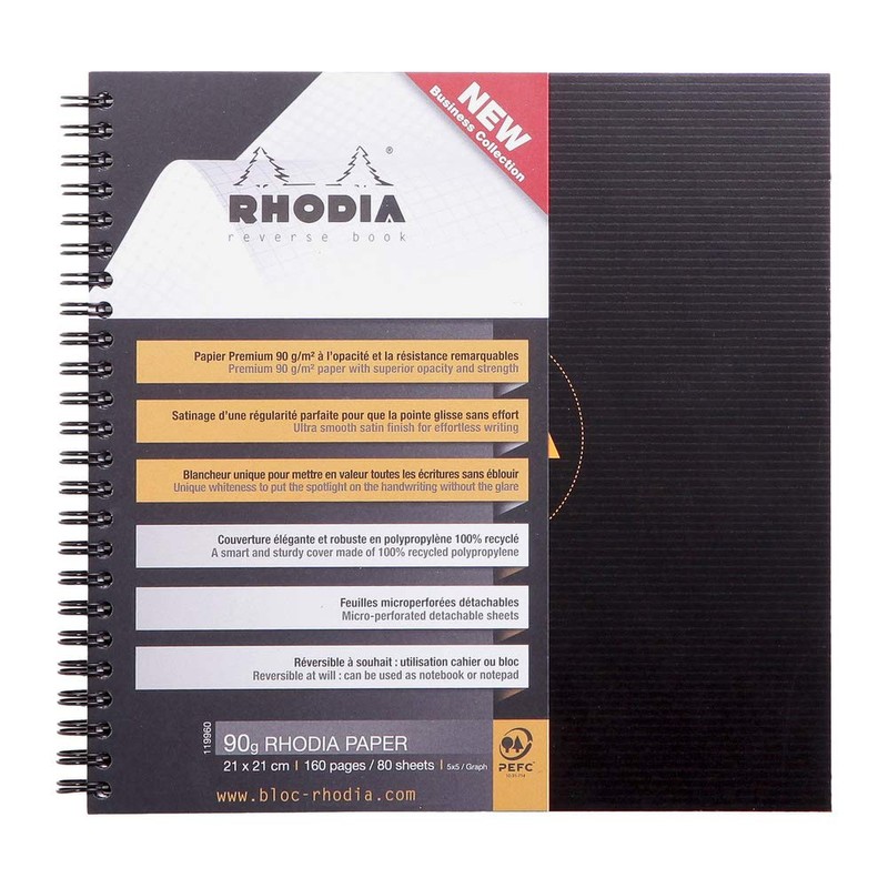 Rhodia 119960C Reverse Book (Stapled, 90 g, Vellum Paper, 21