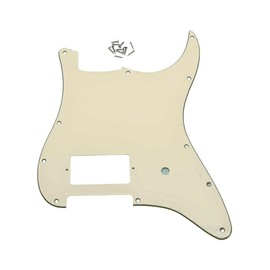 Dopro 11 Hole ST Strat One Humbucker Guitar Pickguard Scratch Plate for FD Delonge Aged White 3 Ply