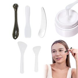 MOLZINY Pack of 5 Small Cosmetic Spatulas, Mini Cosmetic Spatula, Scoops, Cream Spatula, Eye Cream Massage Pen, for Mask, Face Cream, Lotions, Mixing, Sampling