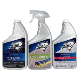 Black Diamond Stoneworks Wet Look Stone Sealer 1-Quart and Ultimate Grout Cleaner 1-Quart and Intensive Stone Cleaner 1-Quart.