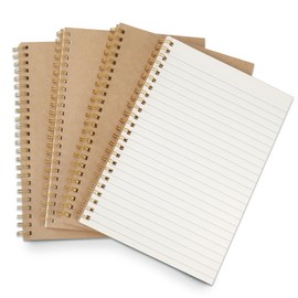 JIANTA 4 Packs Spiral Lined Notepad A5, 100 Pages/ 50 Sheets Kraft Cover Wirebound Notebooks Bulk Journals, Memo Notepads Planner for Business Office School Travel