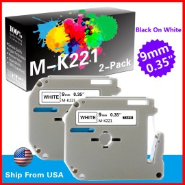 Unbranded/Generic 2 PK MK221 MK-221 Label Tape Used for P-touch PT-55BM PT-55S(Black on White)