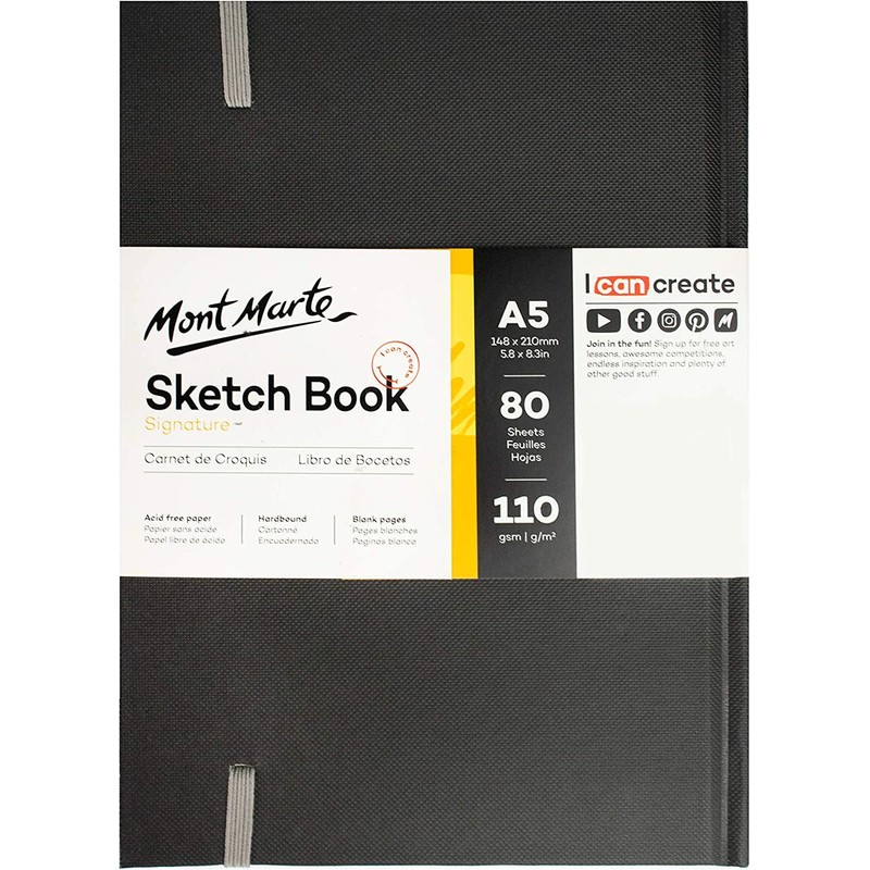 Mont Marte Signature 110gsm Hardbound Sketch Book, A5 Size