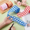 AHANDMAKER Spring Easter Ribbon Wired, 20 Yards Gingham Fabric Ribbons
