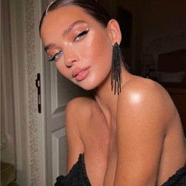 EVER FAITH Sparkly Rhinestone Chandelier Earrings, Crystal Statement Tassel Long Dangle Earrings fo Women Girls Black