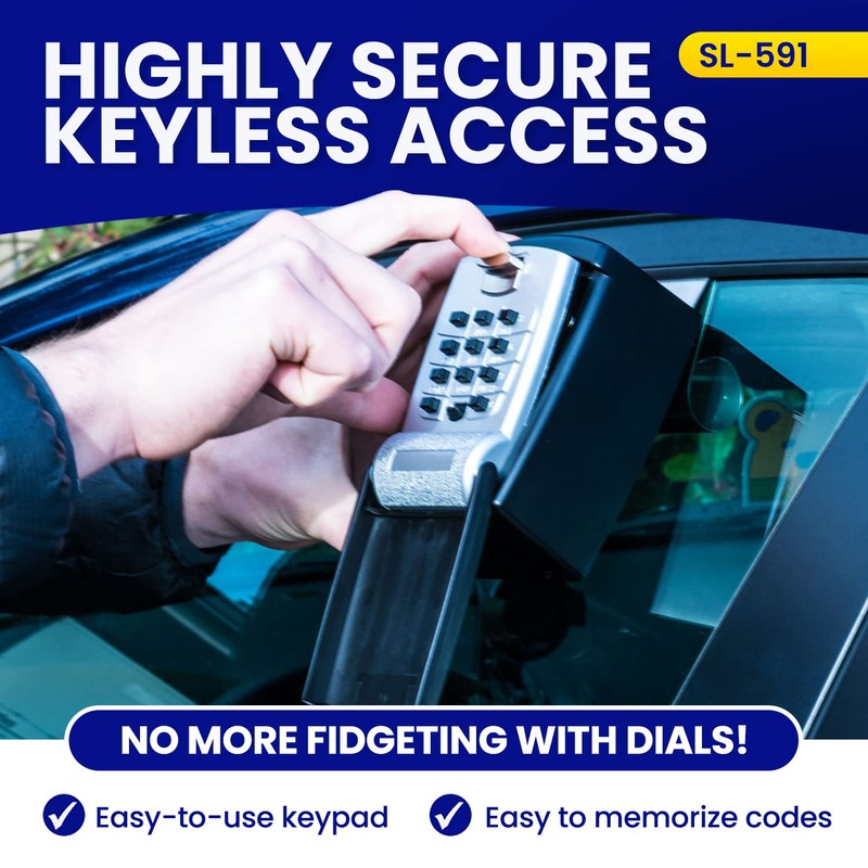 KeyGuard SL-591 Portable Car Lock Box, Black, Combination Lock, Keypad,