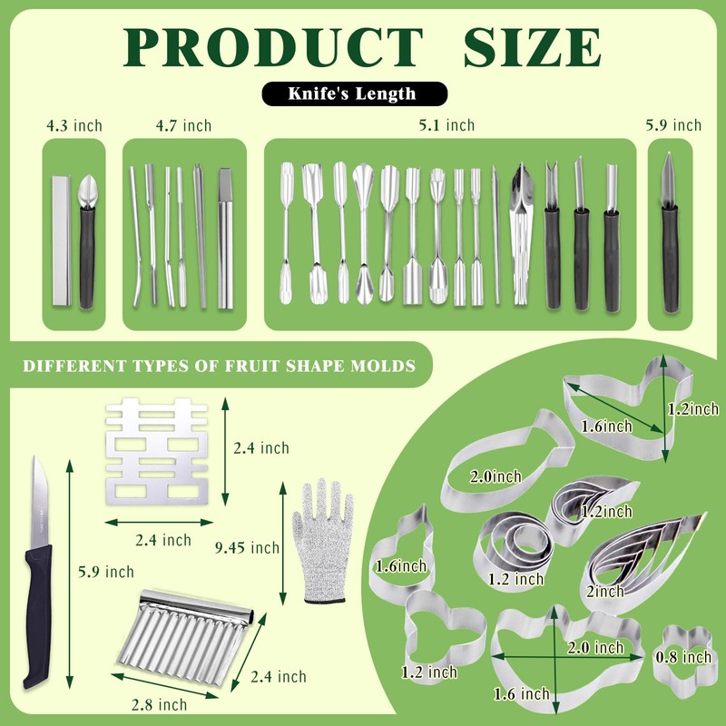 48-Piece Stainless Steel Fruit & Melon Carving Tools Set with