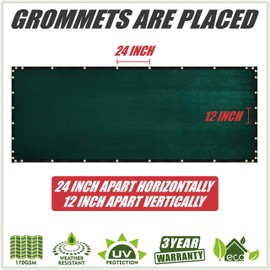 ColourTree 6' x 50' Green Fence Privacy Screen Windscreen Cover Fabric Shade Tarp Netting Mesh Cloth - Commercial Grade 170 GSM - Heavy Duty - 3 Years Warranty - Custom