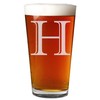Etched Monogram 16oz Pint Glass for Beer or Soda (Letter