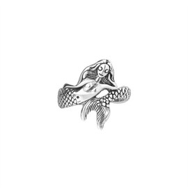 MayiaHey Mermaid Ring, Mermaid Tail Ring for Women Men, Cute Dolphin Tail Ring Fairytale Ring Norse Viking Mermaid with Long Hair Ring Beach Mermaid Tail Jewelry, Punk Mermaid Ring for Girls Boys (Q)