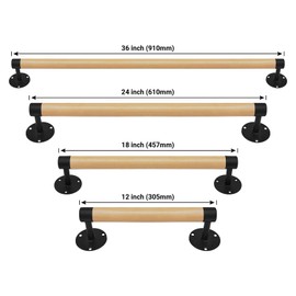 Purife 18 inch Real Wood Grab Bar Hand Rails for Indoor Stairs- Wall Mounted Wooden Staircase Handrails, Interior Stair Railings, Exterior Steps Banister Hand Railing, Safety Handle for Elderly