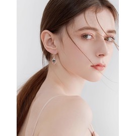 KANNSOAR Tahitian Black Pearl 6MM AAAA 18K White Gold Plated Sterling Silver Dangle Drop Earrings for Women Wife Mom Girlfriend Valentine Jewelry Gift for Anniversary Her Birthday(Rose Gold)