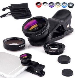 3 in 1 Camera Lens for Phone - Color: Black