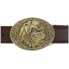 Bull Rider Buckle and Belt OBM167B IMC-Retail 42 Chestnut Brown