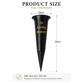 Amerise Set of 2 Memorial Grave Vase with Spike – In Loving Memory Flower Holder for Graves, Outdoor Cemetery Vase Insert, Weather-Resistant Memorial Decoration for Headstone Flowers