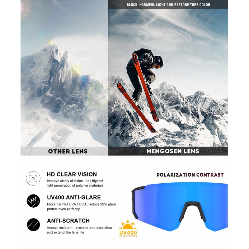 HENGOSEN Sports Sunglasses-Men Polarized Sun-glasses: Running Sunglasses Men Women Polarized
