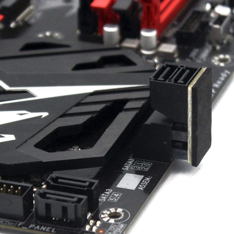 Cablecc Dual SATA 7Pin Female to 90 Degree Angled 7Pin