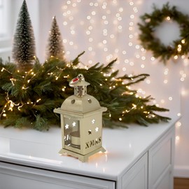 2 Decorative Lanterns Gold Metal with Stars Xmas Christmas Advent Stylish Decoration Charming Eye-Catcher