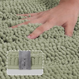 Turquoize Luxury Bath Runner, Eucalyptus Bathroom Rug 47 x 17 Inches Mat, Soft Plush Anti-Slip Shower Rugs, Microfiber Shaggy Mat Machine Washable Bath Rug for Bathroom, Eucalyptus