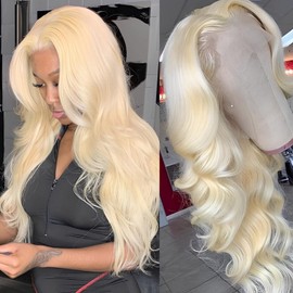 HUANGCAI 613 Lace Front Wigs Human Hair 13x1 Blonde Lace Front Wigs Human Hair 613 Blonde Wig Human Hair for Women Pre Plucked with Baby Hair Brazilian Blonde Body Wave Wigs 20inch
