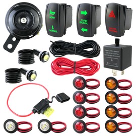 MHAEDWV Universal ATV UTV SXS Turn Signal Kit - Turn Signal Light Kit, Street Legal Rocker Switch, Side by Side Turn Signal Kit Compatible with Polaris RZR Ranger Turbo Can-Am Yamaha Rhino