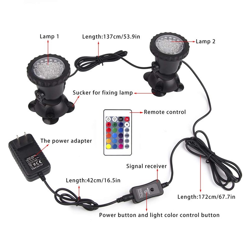 SHOYO Pond Lights Color Changing Spotlights, Underwater Fountain Lights IP68