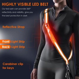 Todoxi LED Belt Reflective Sash for Walking at Night, High Visibility Adjustable Night Running Safety Gear Rechargeable LED Light Up Running Belt Reflective Gear for Runners Walkers Men Women
