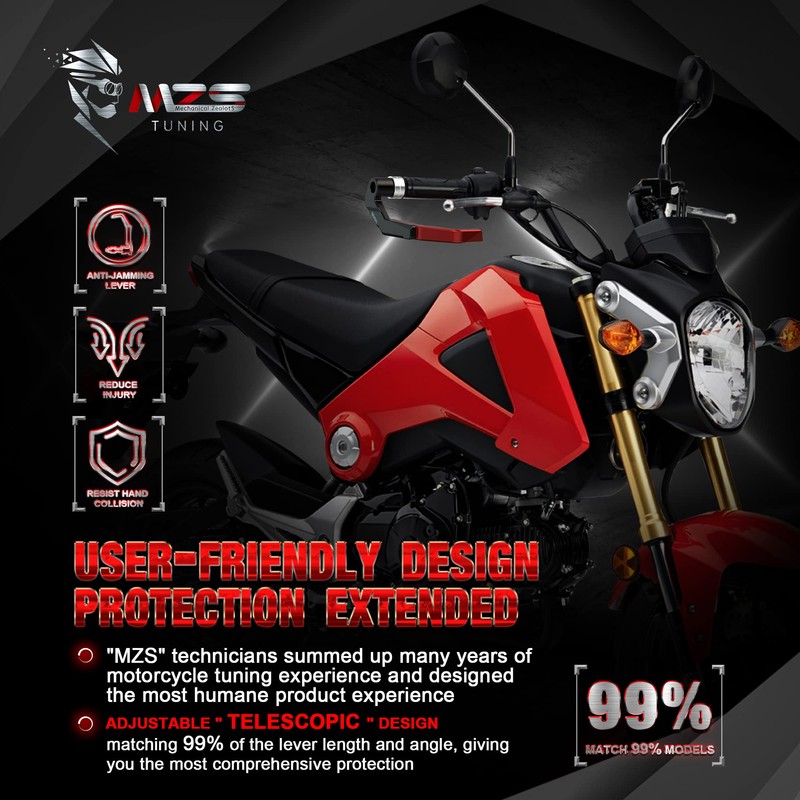 MZS Motorcycle Lever Guards, Aluminum Clutch Brake Handlebar Protector Universal