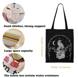 Novel Merchandise Tote Bag American Poetry Canvas Bag Gothic Horror Movie Gift Dark Academia Gift Literature Reading Gift (SeeTheStartsTBlk)