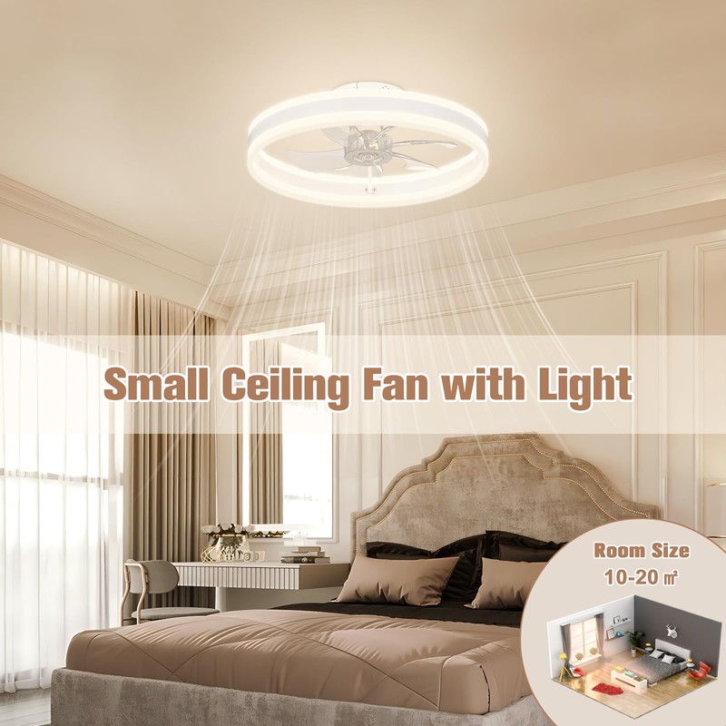 VOLISUN Fandelier Ceiling Fans with Lights and Remote, 15.7in Low