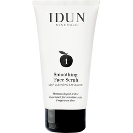 IDUN Minerals Smoothing Face Scrub - Exfoliating Deep Cleanser - Remove Dead Skin Cells w/Natural Silica Granules & Peel w/Malic Acid - 100% Vegan, w/Glycerin & PCA, Dermatologist Tested - 2.53 oz