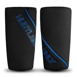 Hustlers Only 7MM Gym Knee Sleeves for Powerlifting, Weightlifting Double Ply Knee Sleeves for Support, knee Pian Relief and Protection Heavy Duty Pair for Strongman and Women (Black/Blue, L)