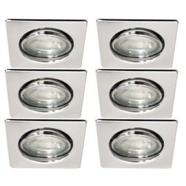 Trango TG6729-068S Conté Colour Triangular Downlights Reflector Downlight Set in/6 x GU10 Socket Box with Square Incl, Directly By 230 V for LED