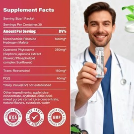 Suplemento de resveratrol NAD, suplemento líquido NAD+ de 1000 mg, con ribósido de nicotinamida, resveratrol y PQQ, suplementos NAD para hombres y muj