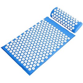 Fitvids Acupressure Mat and Pillow Set for Back/Neck Pain, Acupuncture Products to Relieve Muscle Fatigue, Improve Insomnia for Sedentary People, Acupuncture Eases Stress, Massage Mat, Blue