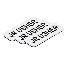 Jr Usher 1 x 3 Name Tag, White (10 Pack)