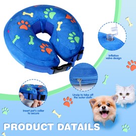 ANWA Inflatable Dog Collar Cat Recovery Collar Inflatable Pet Protection Cover Collar Cat Cone Collar After Surgery Adjustable Recovery Pet Cone Dog Cone Collar for Medium Dog and Cat, Blue Medium